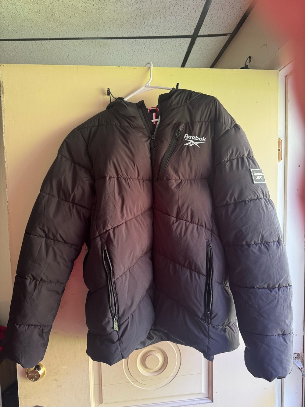 Reebok Black Quilted Hooded Puffer Jacket